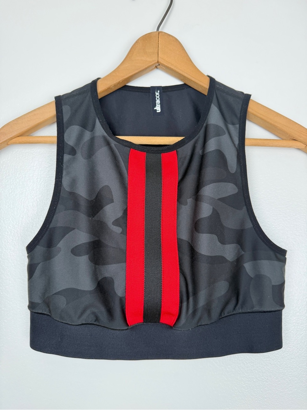 Ultracor Black Camo Rogue Crop Top Small High Neck Compression Spots Bra Tank